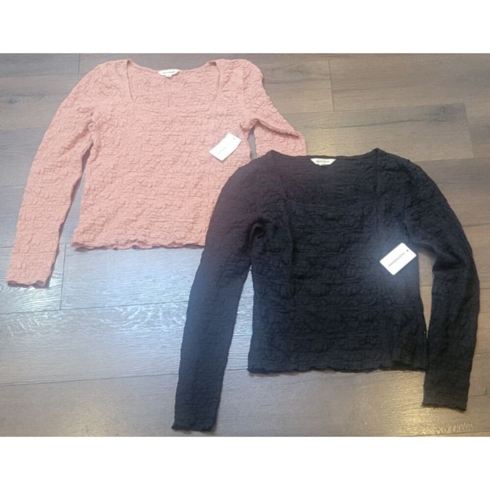 Lucky Brand Lot of 2 Med. Long Sleeve Top Shirt Peasant Boho Lace Stretch Y2K